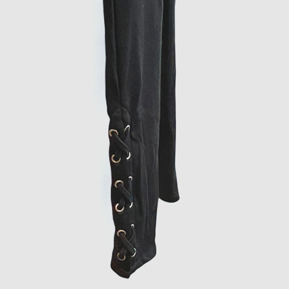DEREK HEART  BLACK ANKLE LEGGINGS with LACED-UP detail